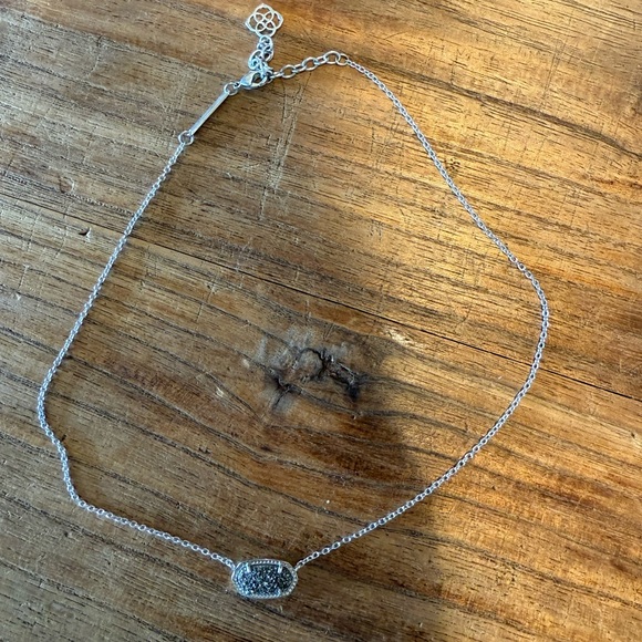 Kendra Scott Silver Druzy Pendant Necklace - Picture 2 of 4